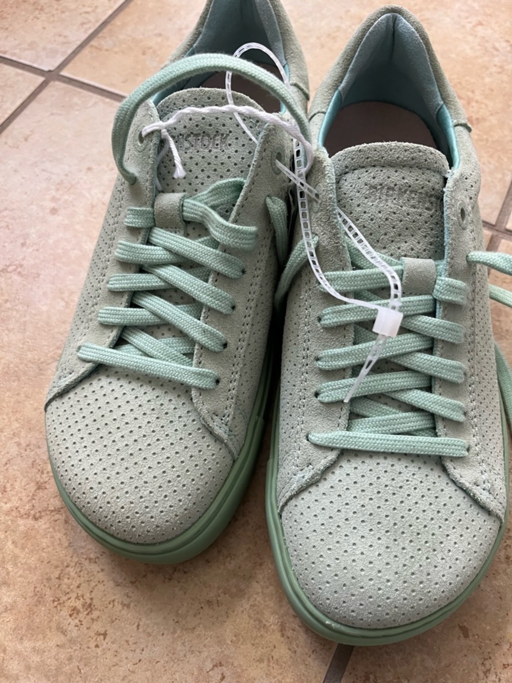 Birkenstock Mint Green Perforated Suede Sneaker